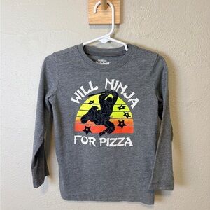 OshKosh B'gosh Gray Ninja Pizza Long Sleeve Tee